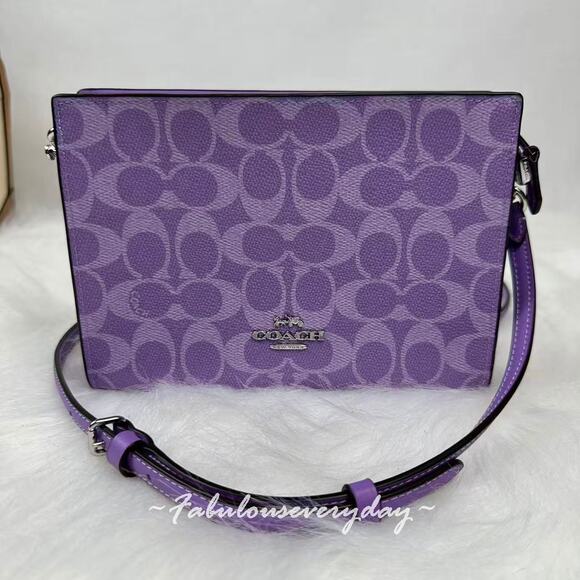 Coach Slim Crossbody Bag In Signature Canvas In Purple Iris Silver CBM46 NWT - Picture 1 of 7